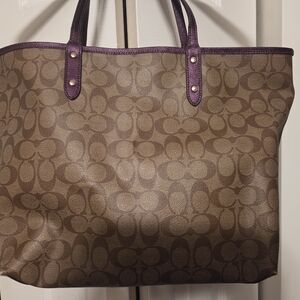Coach Elegant Brown and Purple Women's Tote Bag